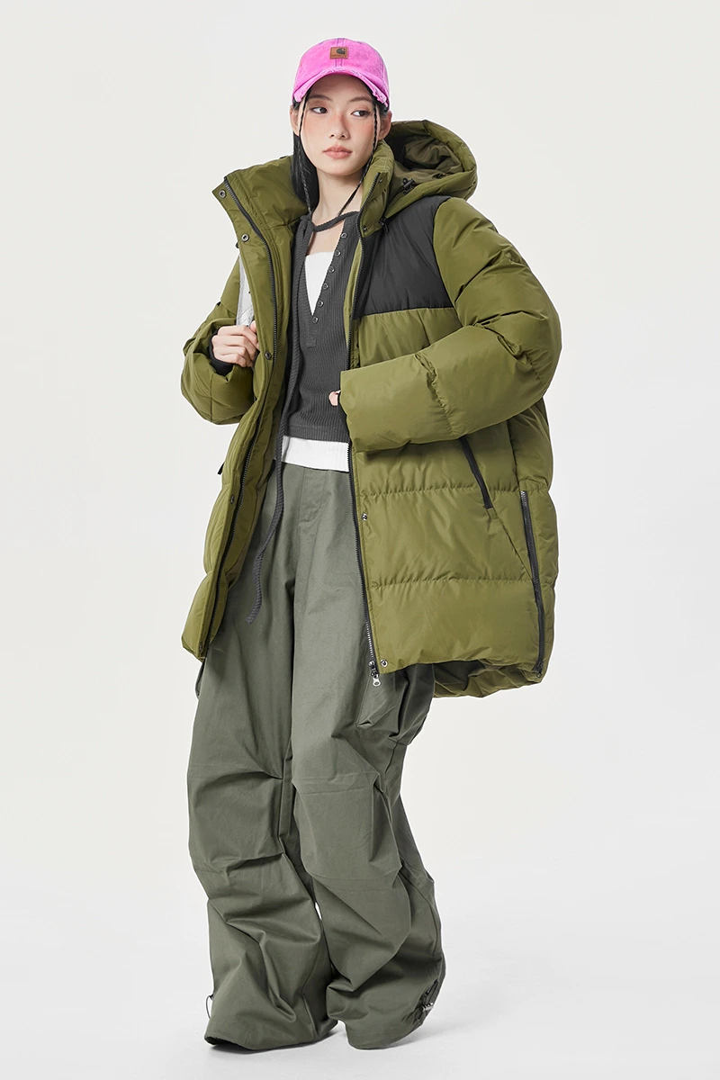 Customize winter men's and women's windproof warm contrast fashion cotton-padded coat. detail
