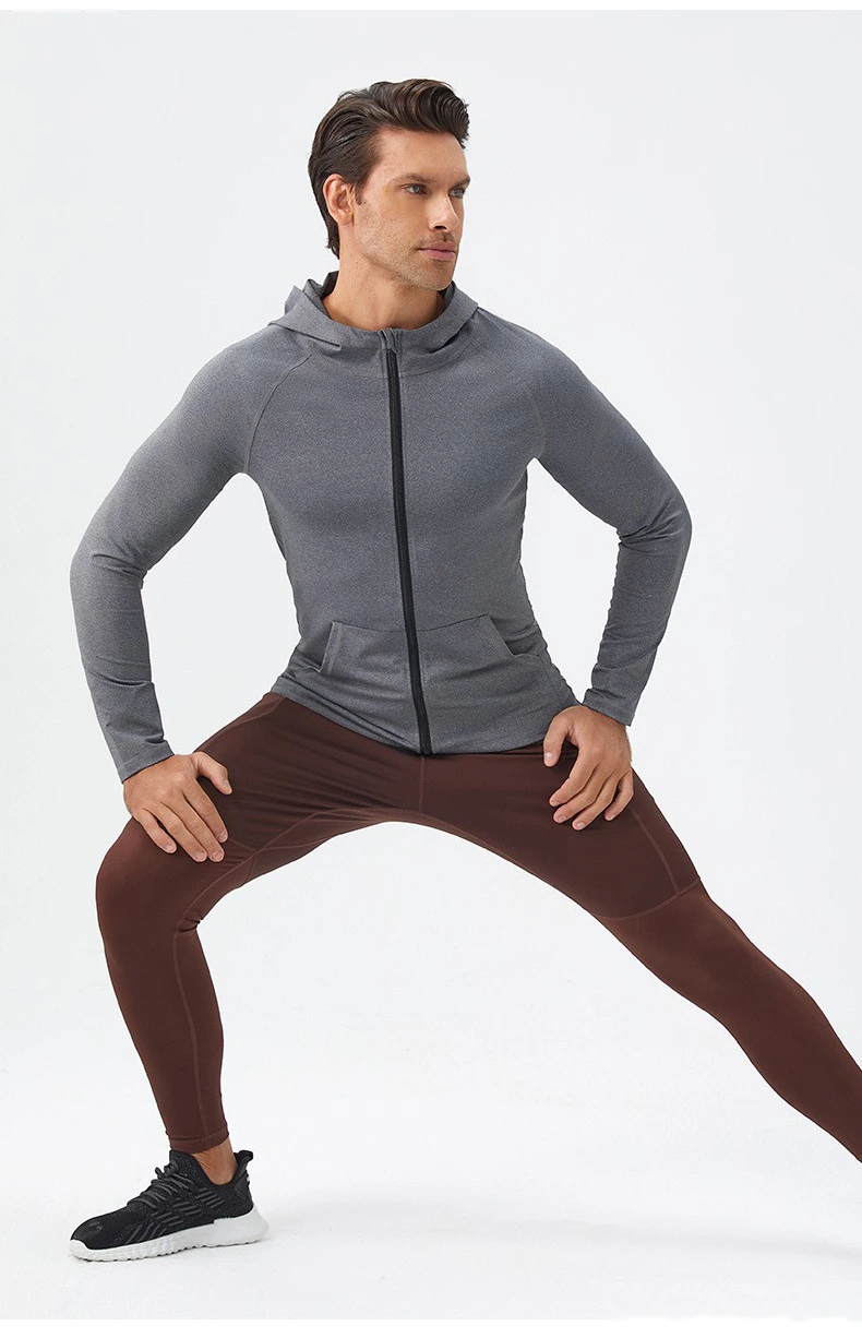 Customized fitness clothes long sleeve quick-drying running men's coat for autumn and winter sports detail