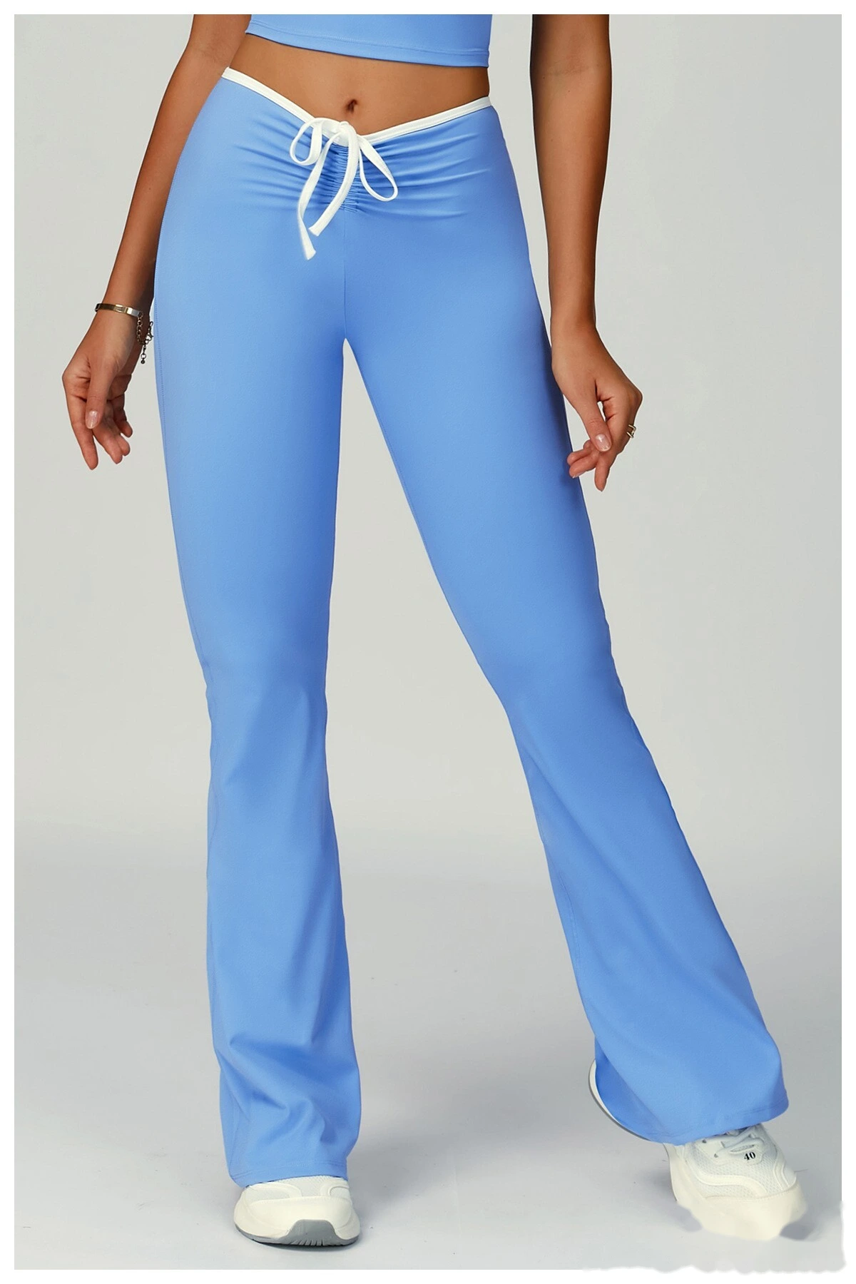 Custom-made contrast-wrapped bell-bottoms yoga fitness exercise high waist slim bell-bottoms women detail