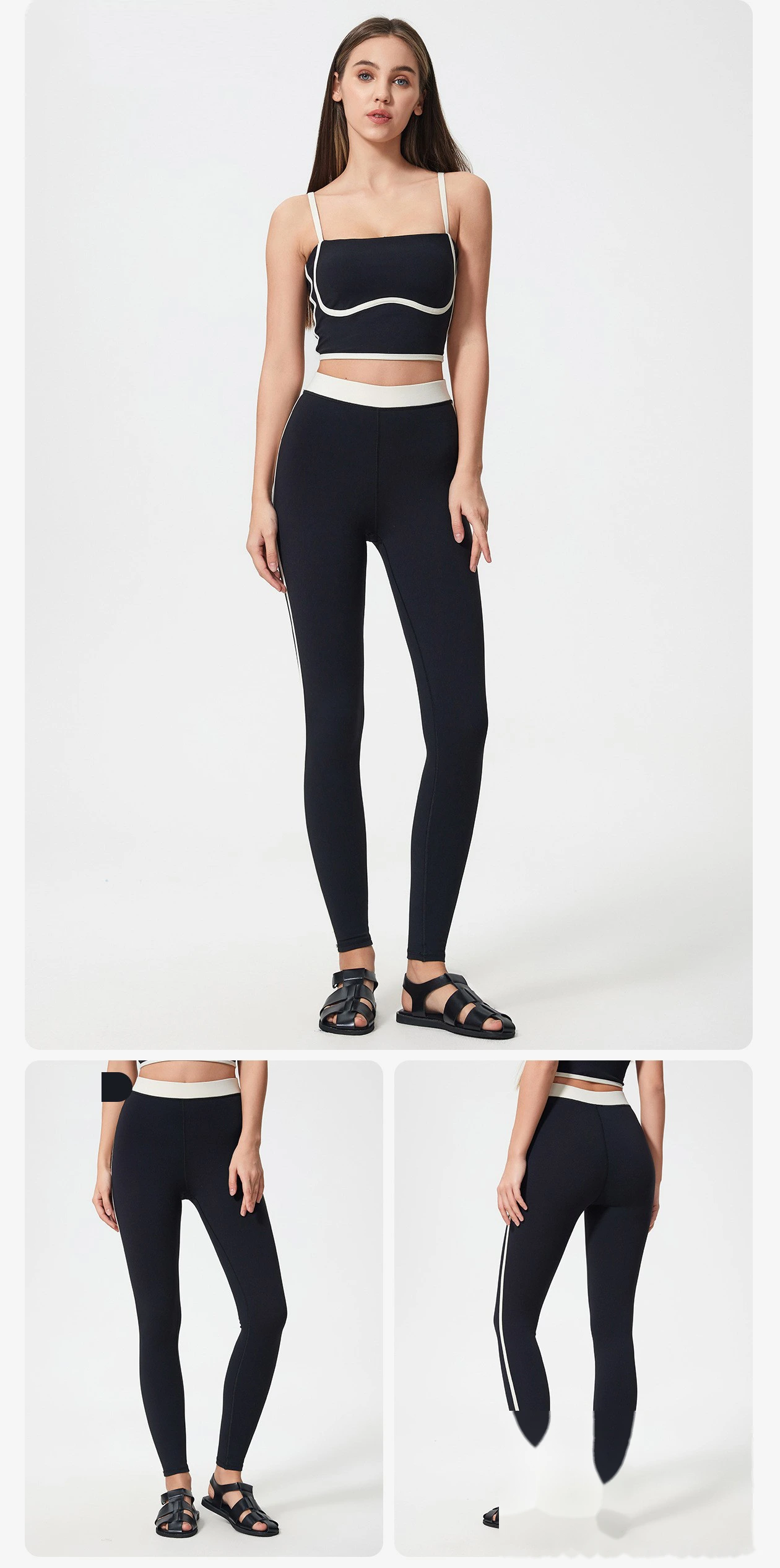 Custom contrast yoga pants high elastic shaping fitness pants nude peach hip sweatpants female detail