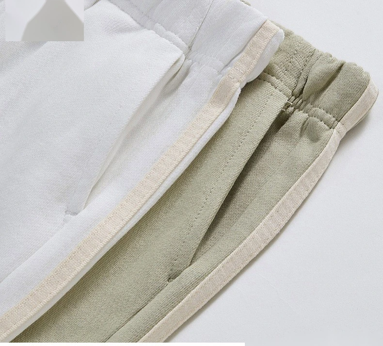 Customized cotton terry two-bar sweatpants for boys and girls children's loose casual pants detail