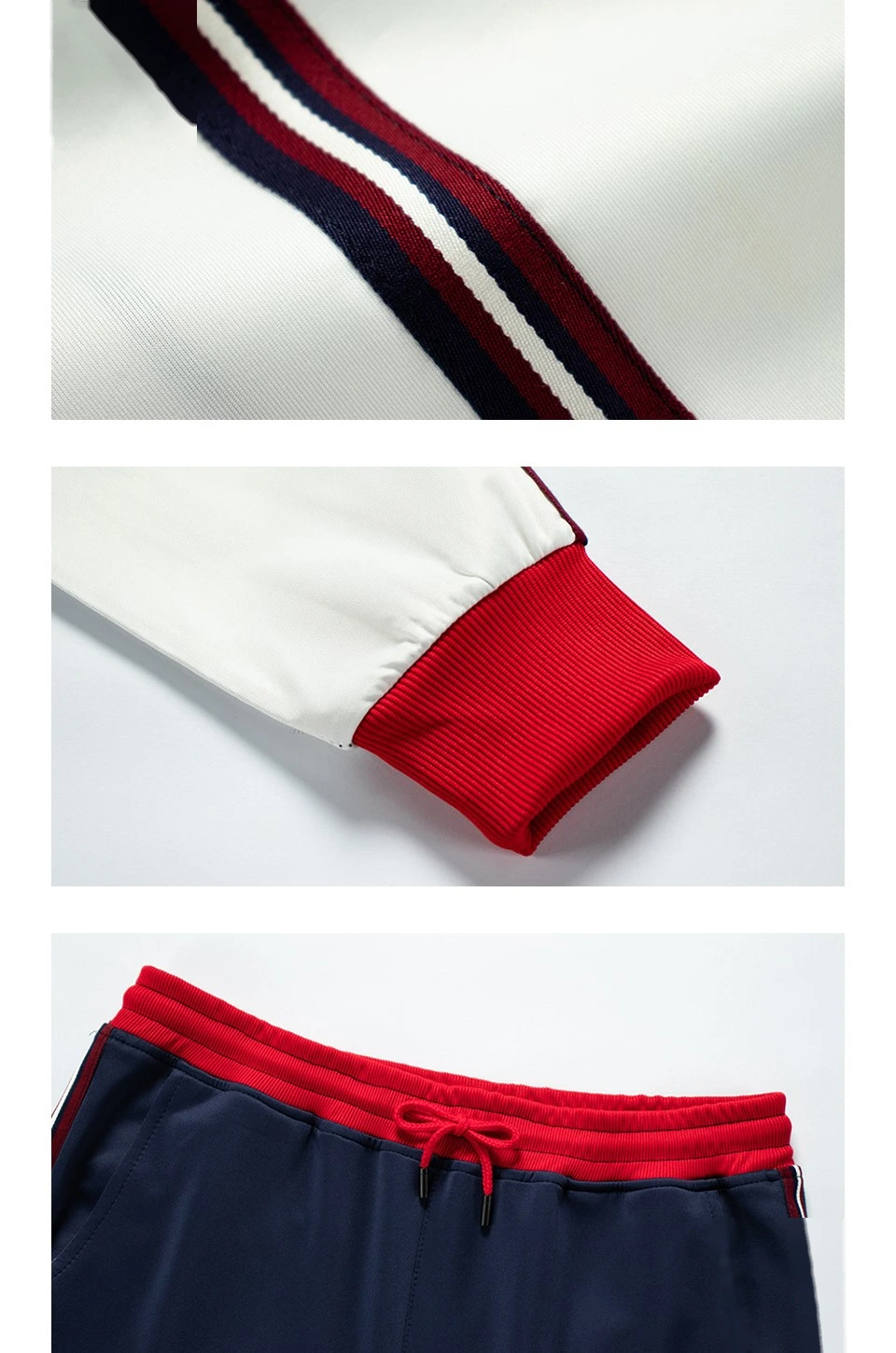Mens sports jackets full zip color block stripe sweatshirts detail