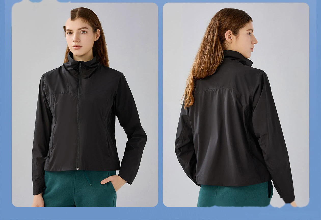 Customized windproof, waterproof and antifouling slim collar fleece jacket outdoor camping hiking suit detail