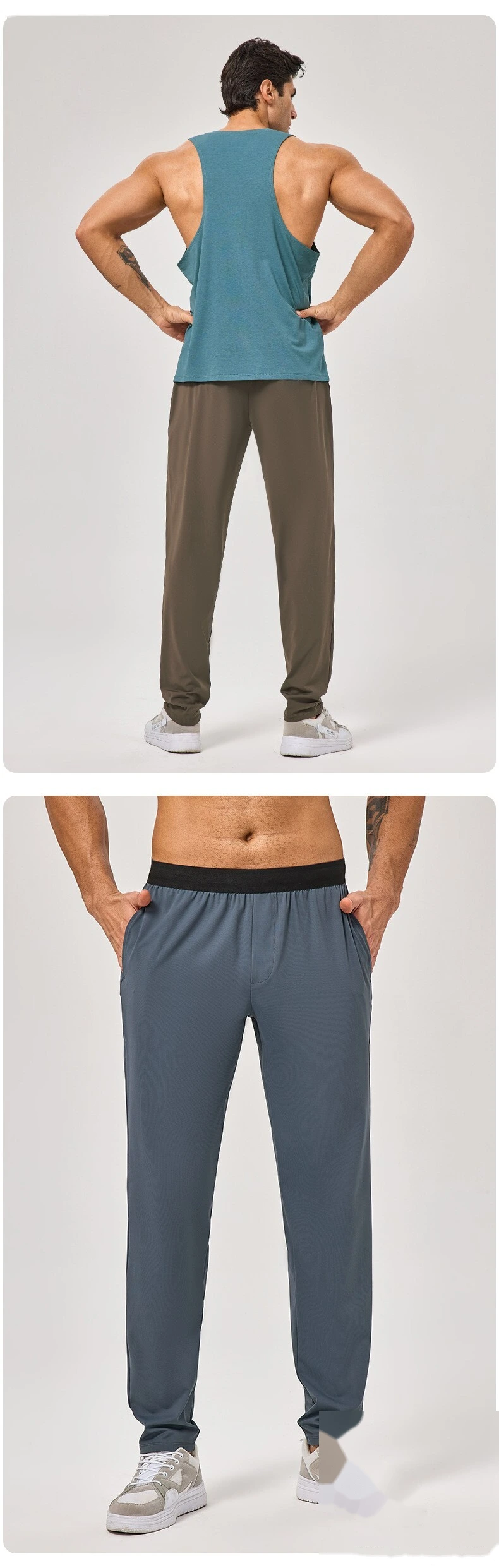 Custom Men's Sports Pants, Loose Straight High Elastic Quick-Dry Fitness & Running Trousers detail