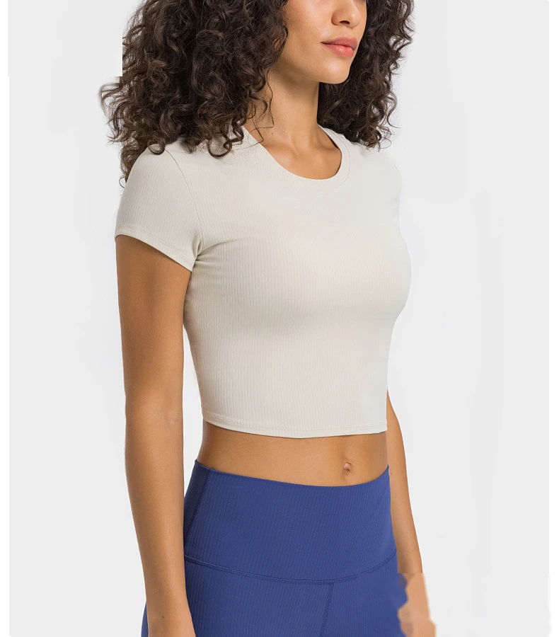 Quality Custom sports shirt sexy navel short yoga short sleeve T-shirt Manufacturer detail