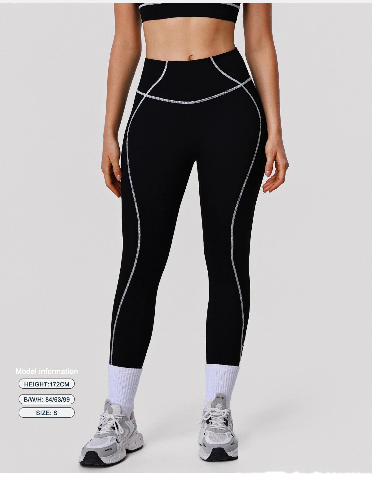 Bulk Custom Women's Yoga Leggings - High-Elastic Color Block Buttery Soft Fitness Pants detail