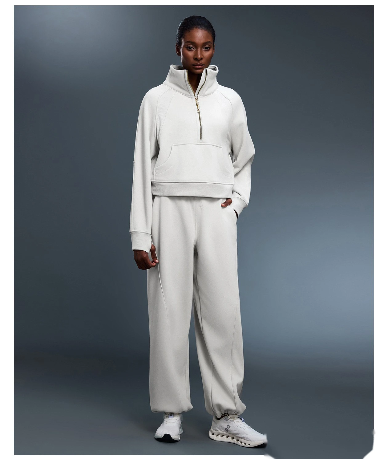 Customized autumn and winter cashmere casual pants women's warm leg-binding sweatpants loose sports pants - allni detail