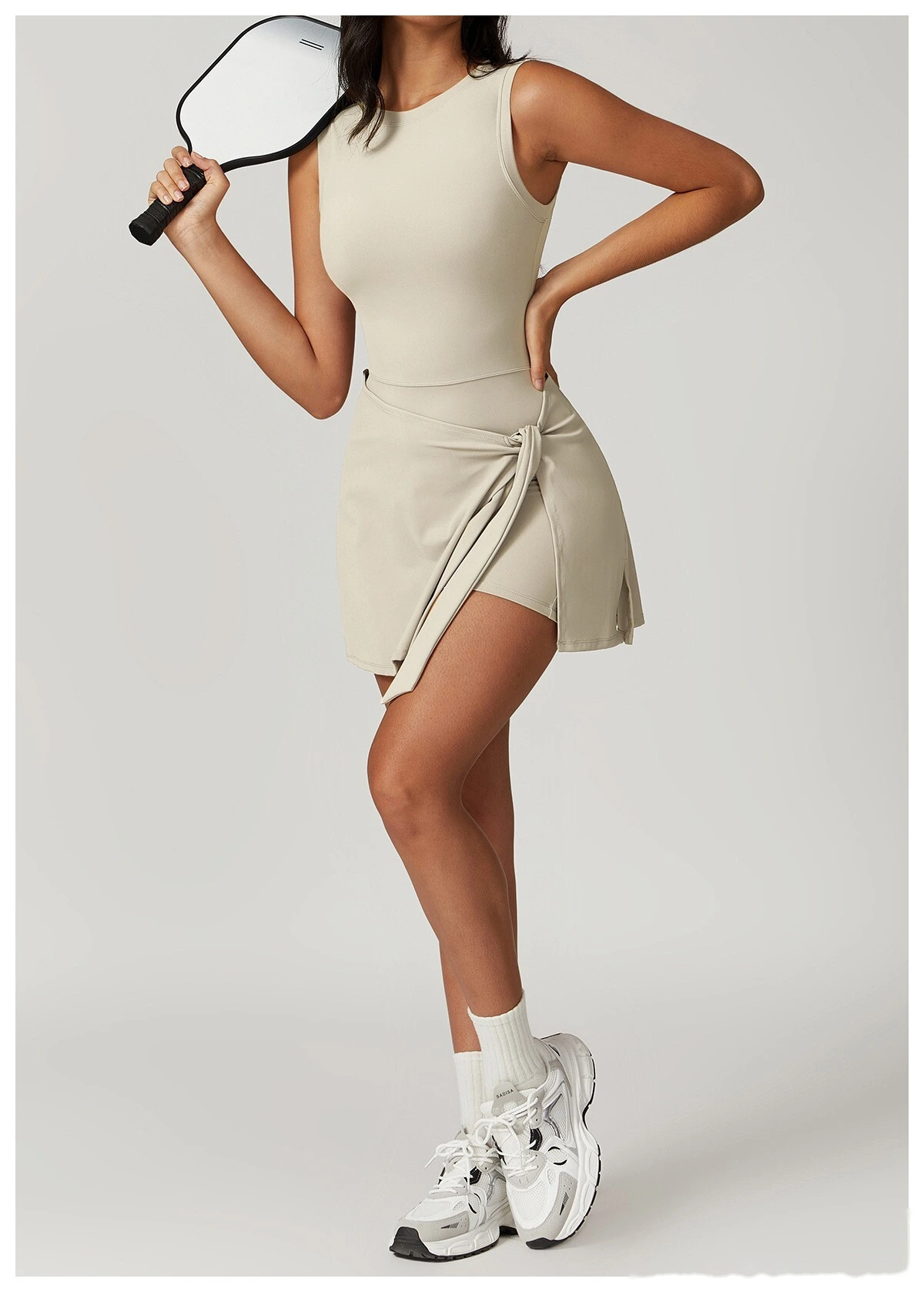 Fake two-piece anti-exposure tight-fitting sports dress slim strap leisure fitness back yoga tennis skirt detail