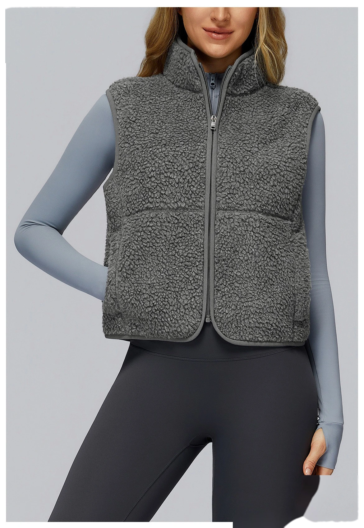 Customized velvet warm sports vest outdoor running fitness sleeveless vest vest detail