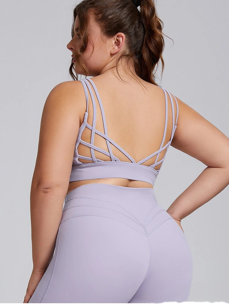 Customized plus size sports bra female sexy beauty back nude sports bra plus size yoga bra detail