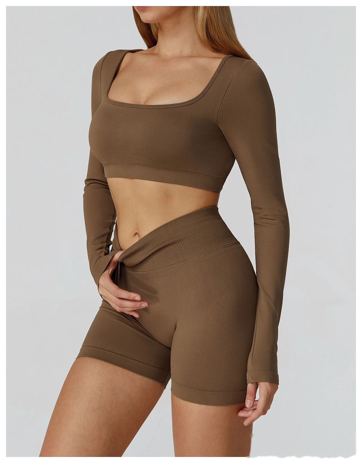 Customized seamless yoga clothes women's hollow back slim long-sleeved sports tops detail