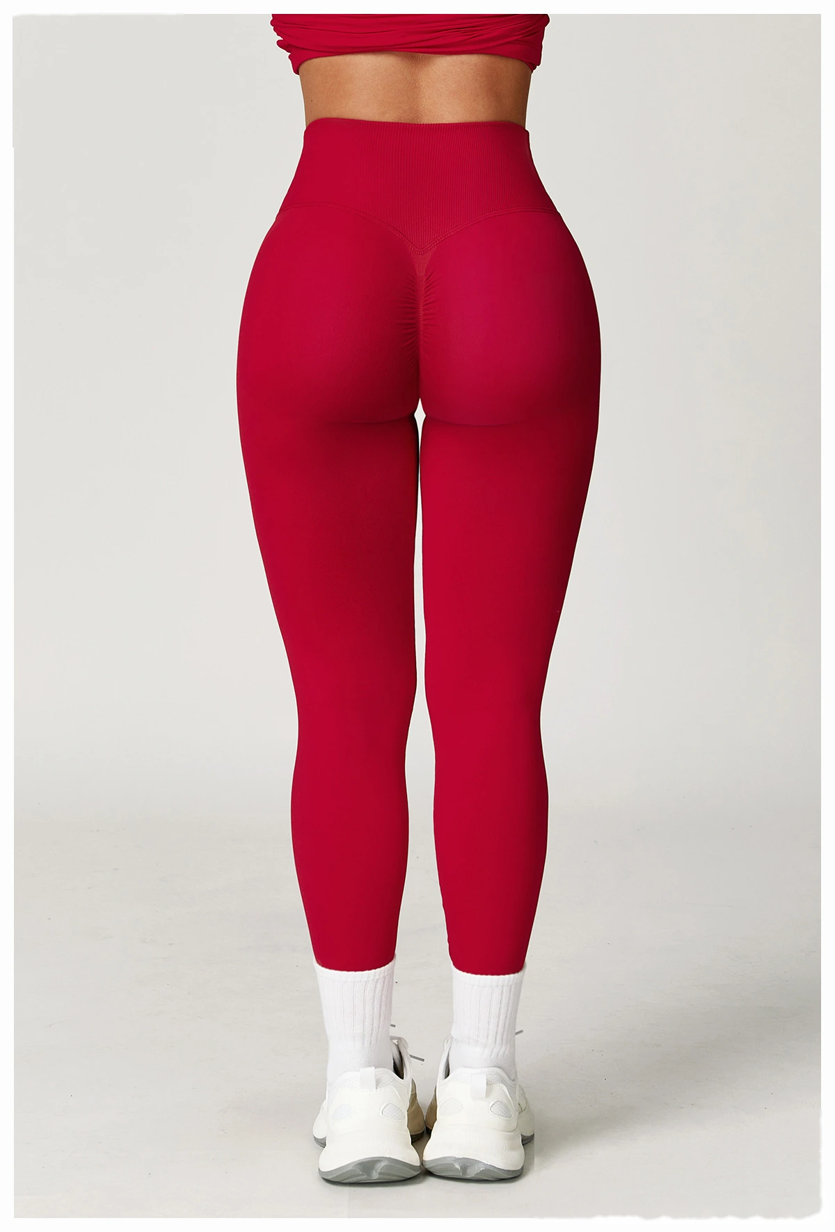 Europe and the United States hip seamless yoga pants cross high waist tights running fitness pants detail
