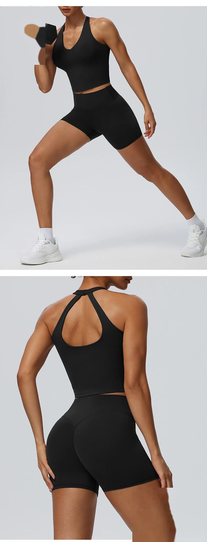 Women's European American Halter Beauty Back Yoga Tank Top, Breathable High Elastic Sports Fitness Vest detail