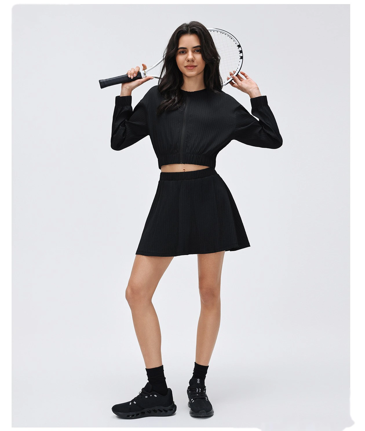 Custom Short Sports Cardigan Women Lightweight Zip Up Loose Slim Long Sleeve Versatile Top detail