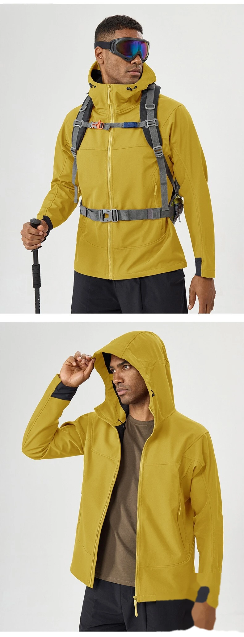 Custom Hooded Outdoor Jacket for Men - Fleece-Lined, Warm, Waterproof & Windproof detail