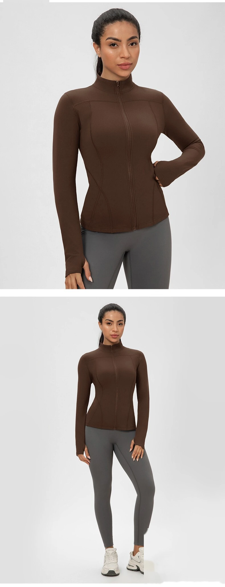 Customizable Women's Autumn-Winter Yoga Coat | Fleece Lined, Slim Waist, Warm Athletic Outerwear detail