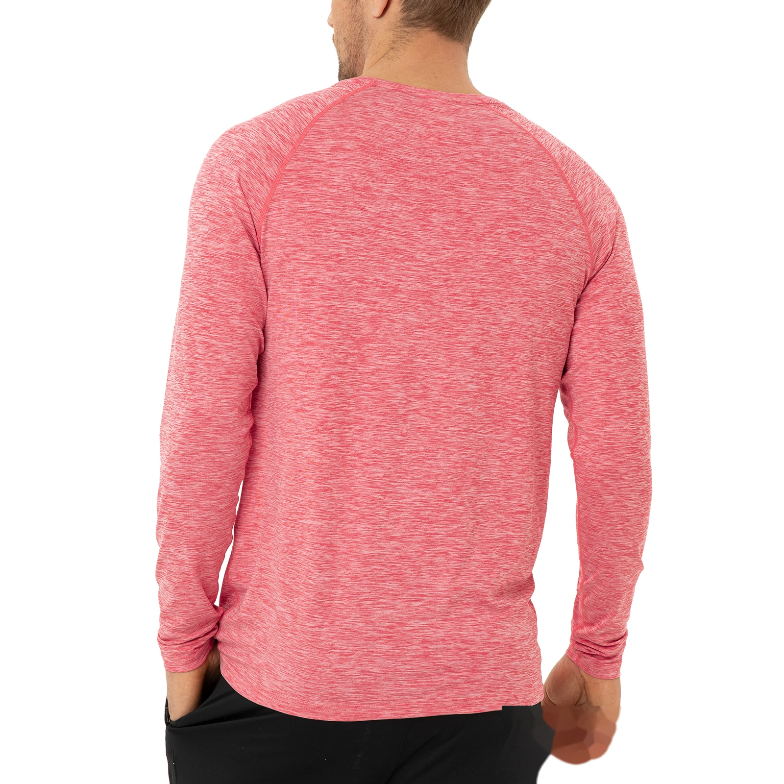 Men's running fitness training UPF outdoor sunscreen quick-drying breathable V-neck long-sleeved T-shirt detail