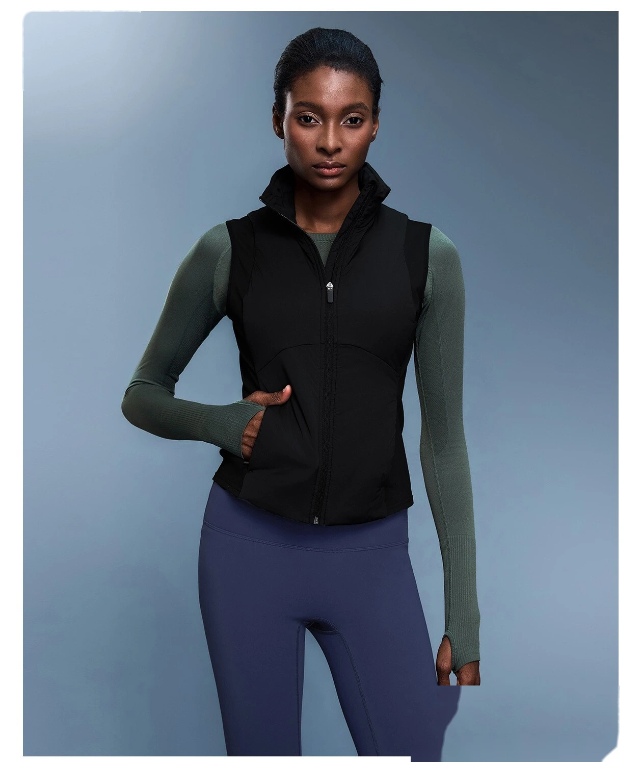 Custom autumn and winter stand collar windproof vest women's short lightweight cashmere warm cotton vest. detail