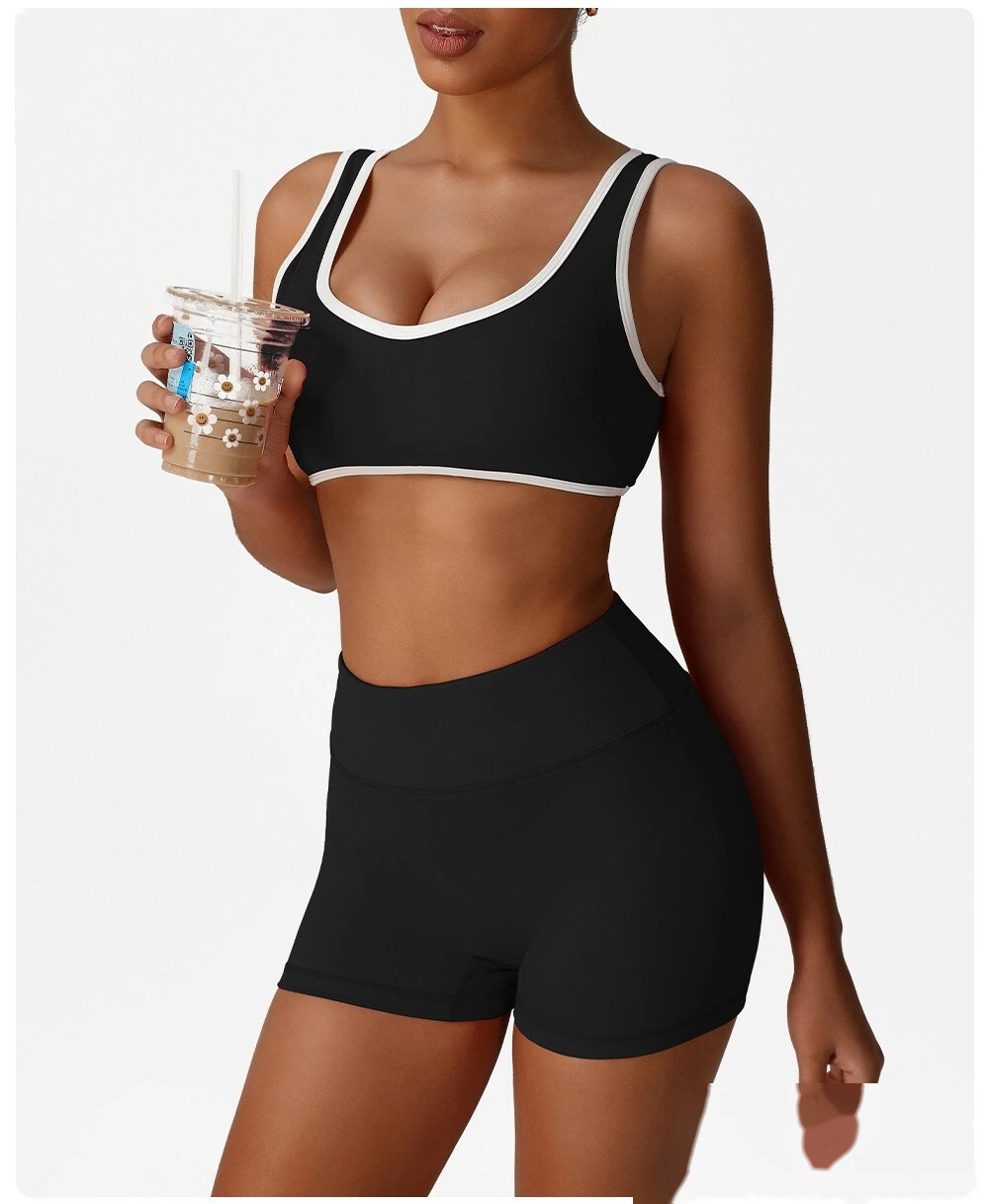 Yoga clothing sports bra Europe and the United States contrast bra fitness exercise high-elastic top vest detail