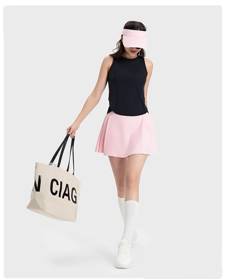 Customized pleated yoga shorts skirt female fake two-piece anti-exposure tennis skirt detail
