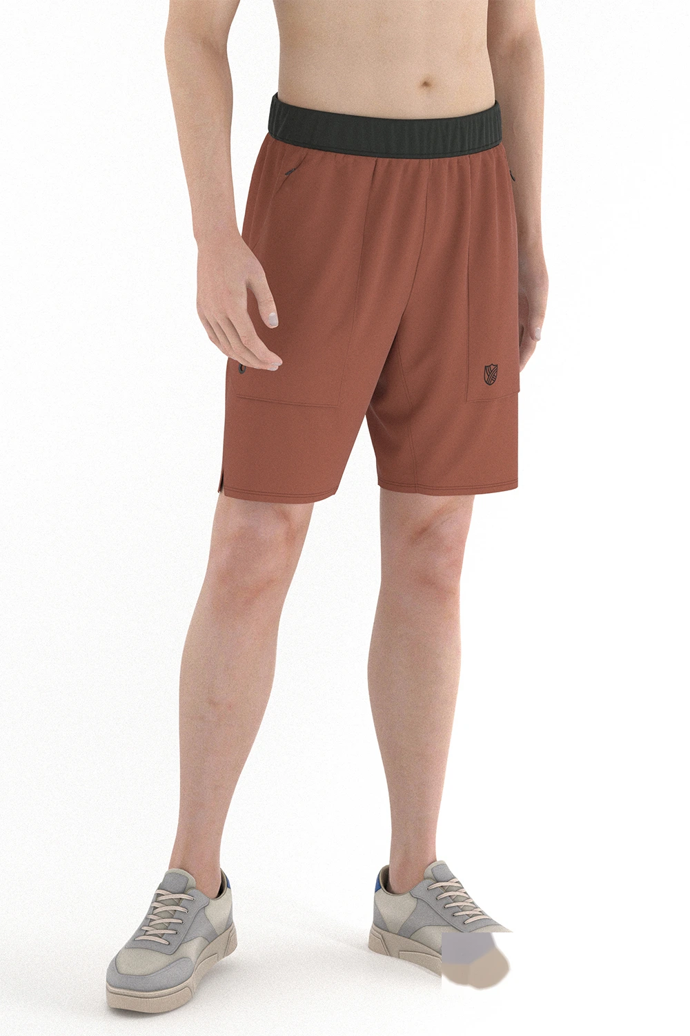 Men running shorts workout gym quick dry pants with zip pocket detail