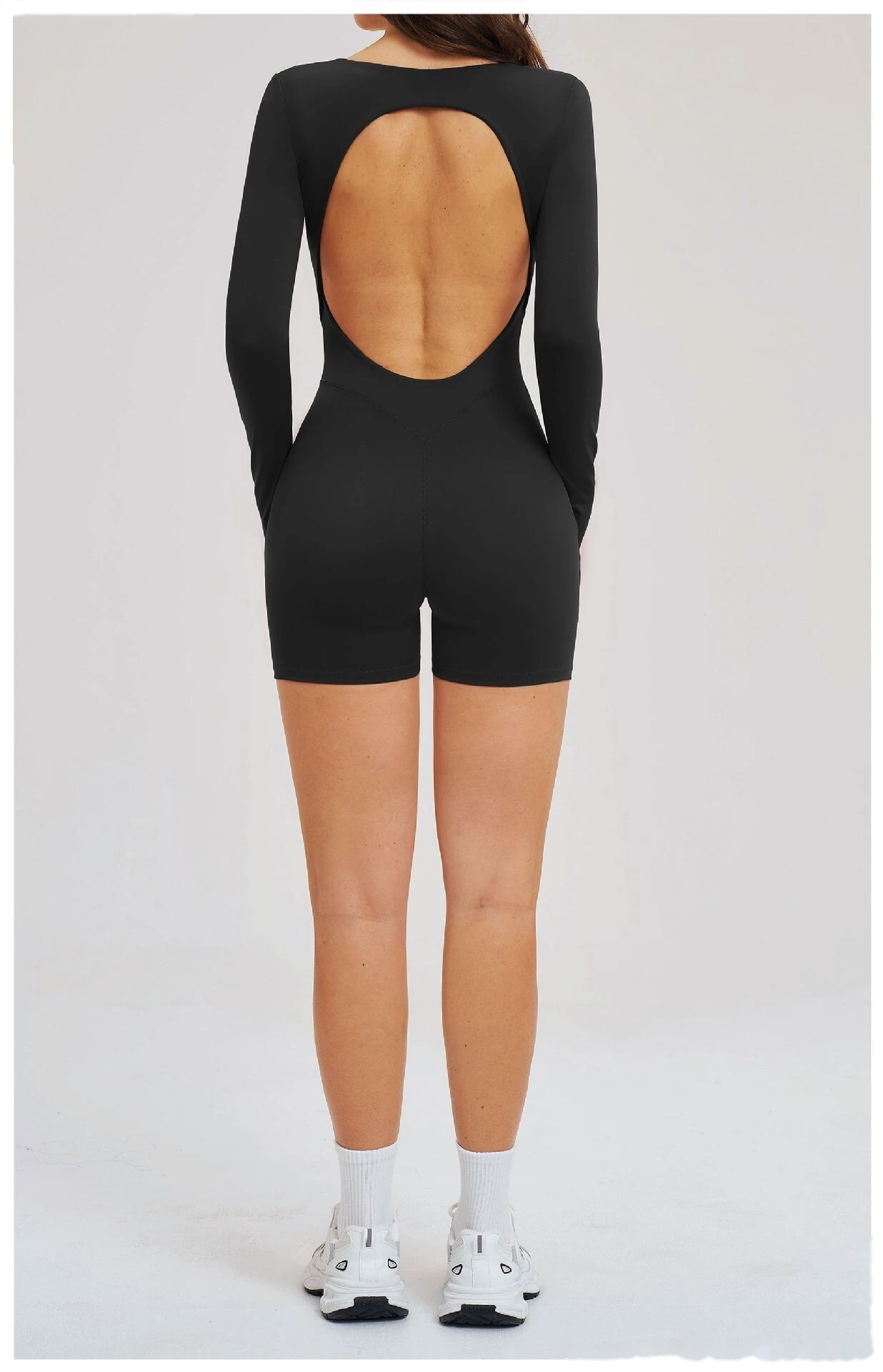 Women's Custom Hollow Out Open Back Tight Fitness Onesie - Long Sleeve Yoga Suit for Outdoor Running & Gym detail