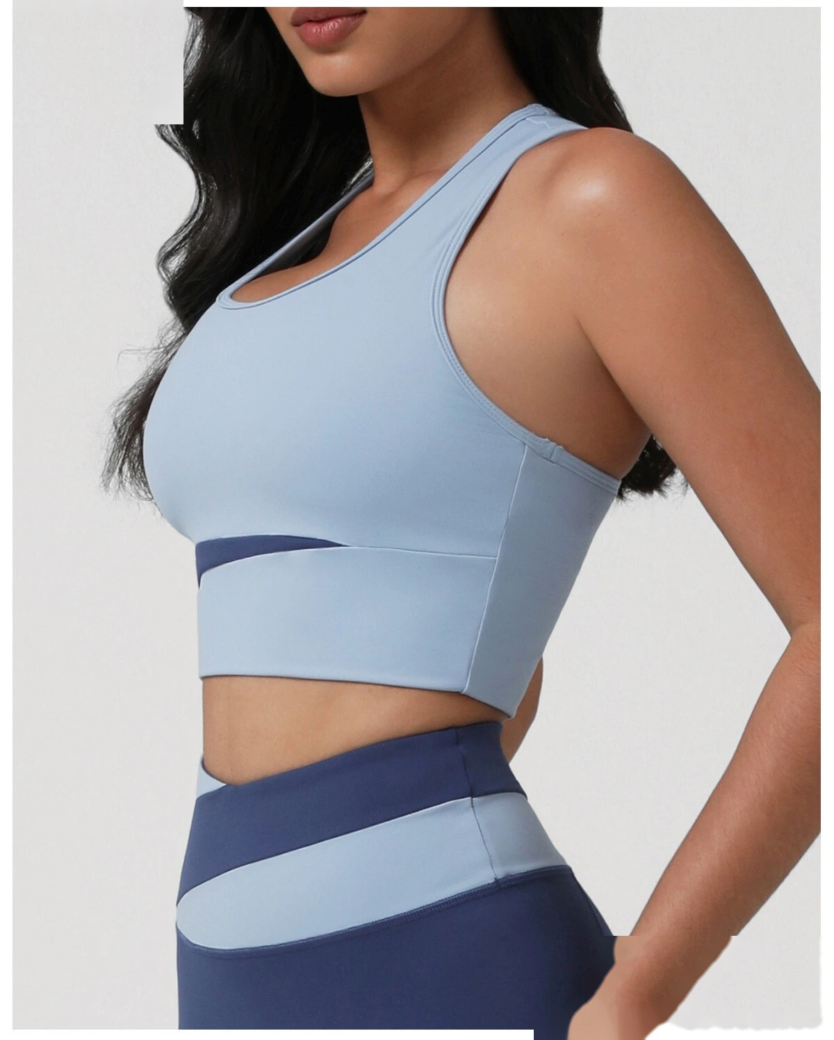 Custom High-Support Shockproof Yoga Bra - Color-Block Backless Tank Top with Pads for Running & Fitness Workouts detail