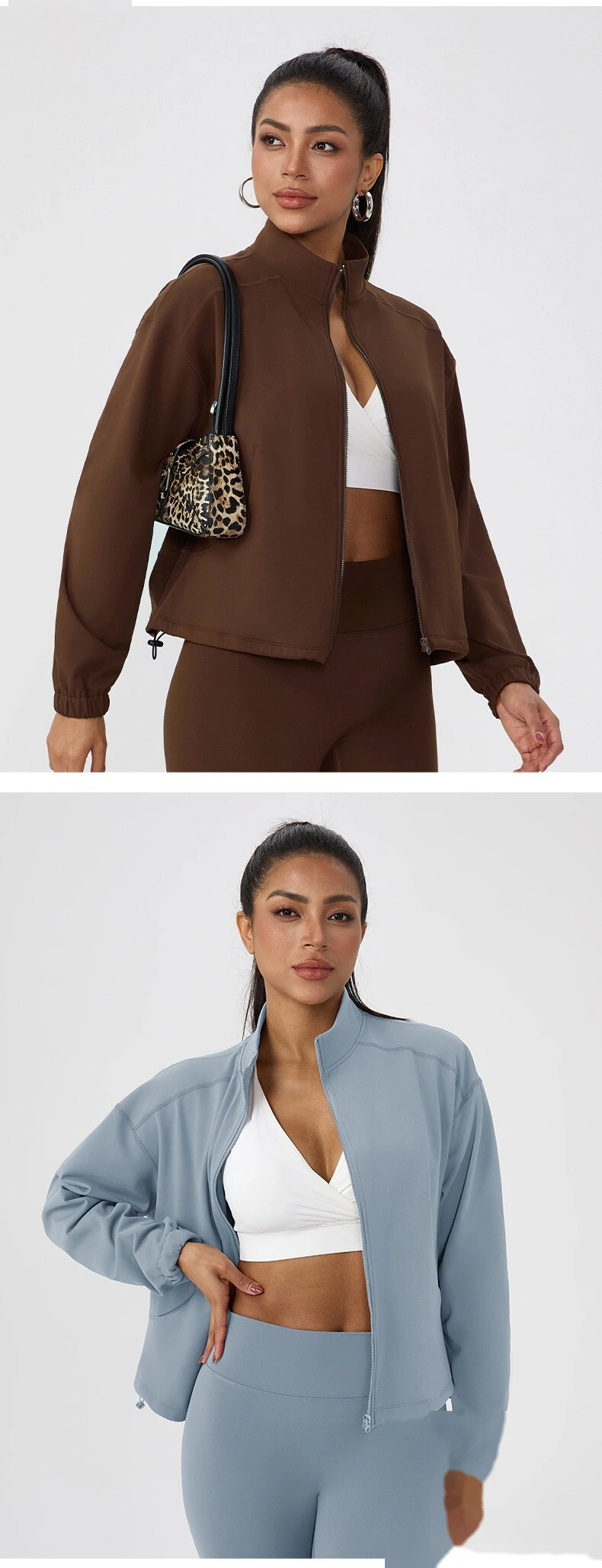 Custom Women's Winter Fleece Yoga Jacket | Stand Collar Zipper, Warm, for Outdoor Running & Fitness detail