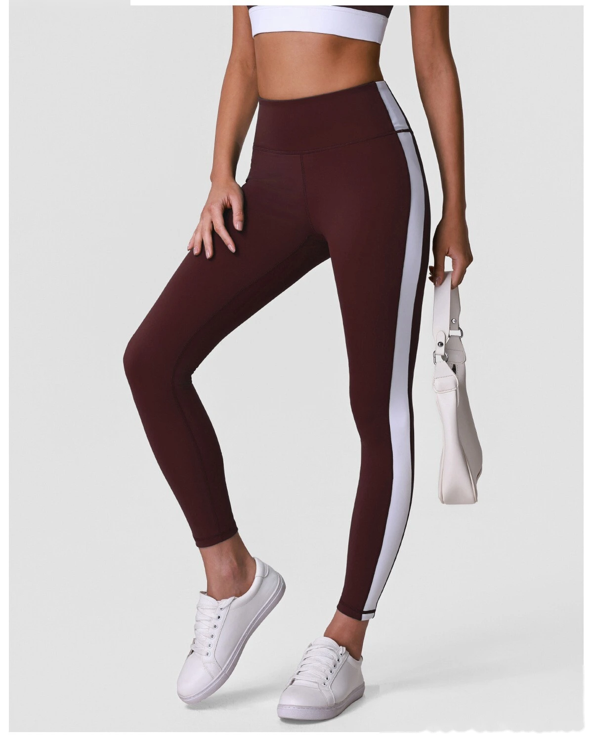 Women’s Custom Color Block Running Pants High Waist Tummy Control Butt Lifting Yoga Fitness Leggings detail