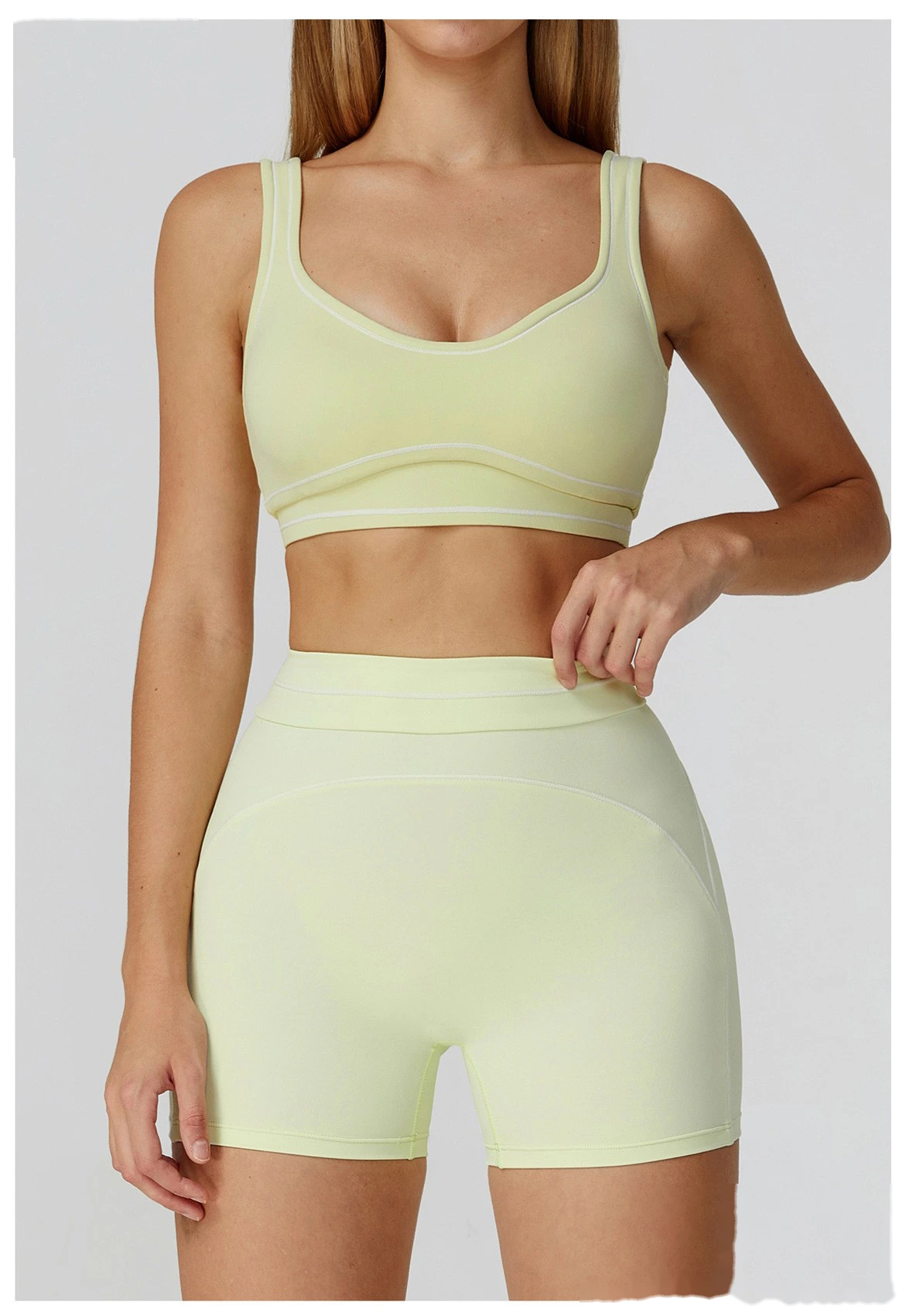 Customized contrast sanding yoga bra U-back sports bra running fitness yoga clothes detail