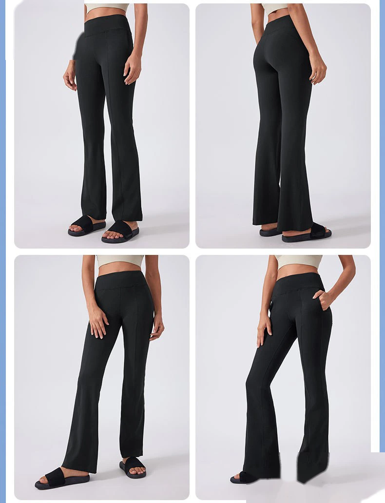 Custom-made women's high-waist hip-lifting wide-leg bell-bottoms exercise fitness yoga pants without embarrassment. detail