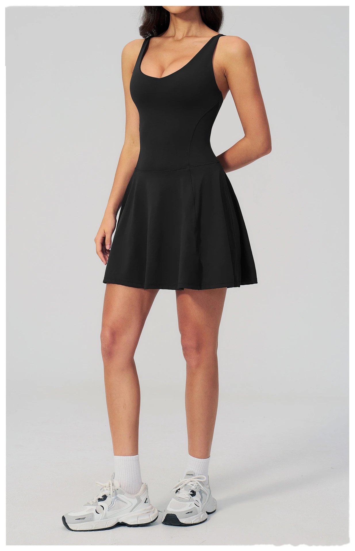 Women's Custom Yoga Sport Dress with Side Pockets, Anti-Exposure Quick Dry Breathable Running Fitness Tennis Skirt detail