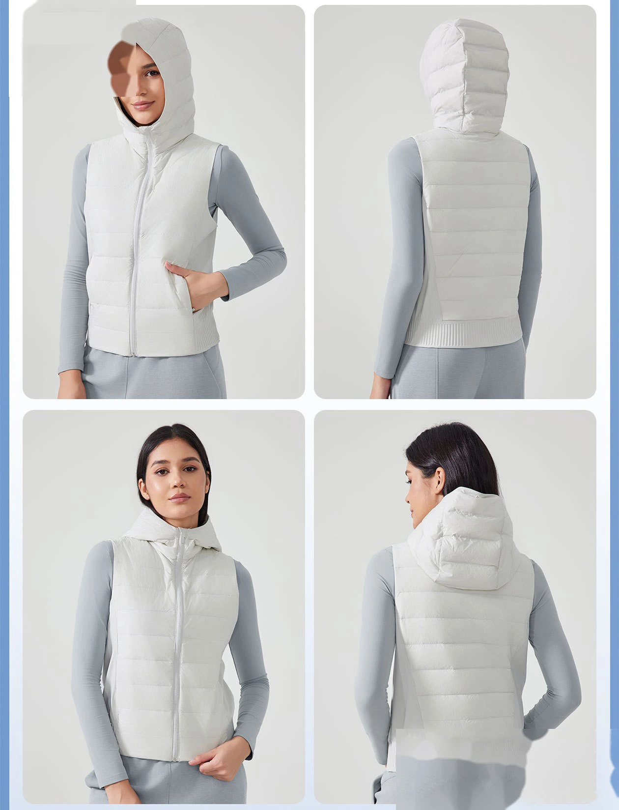 Customized hooded down jacket vest in autumn and winter: light, slim, fashionable and versatile sports vest detail