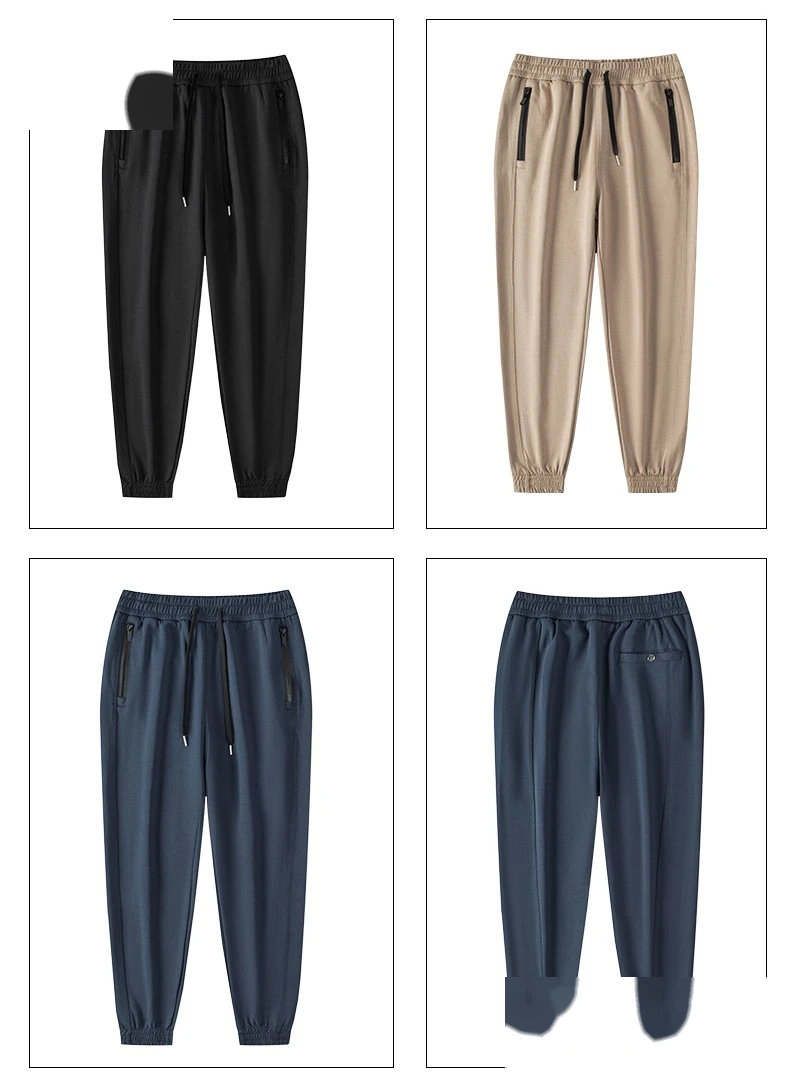 Men winter jogger pants loose running sweatpants with zip pockets detail