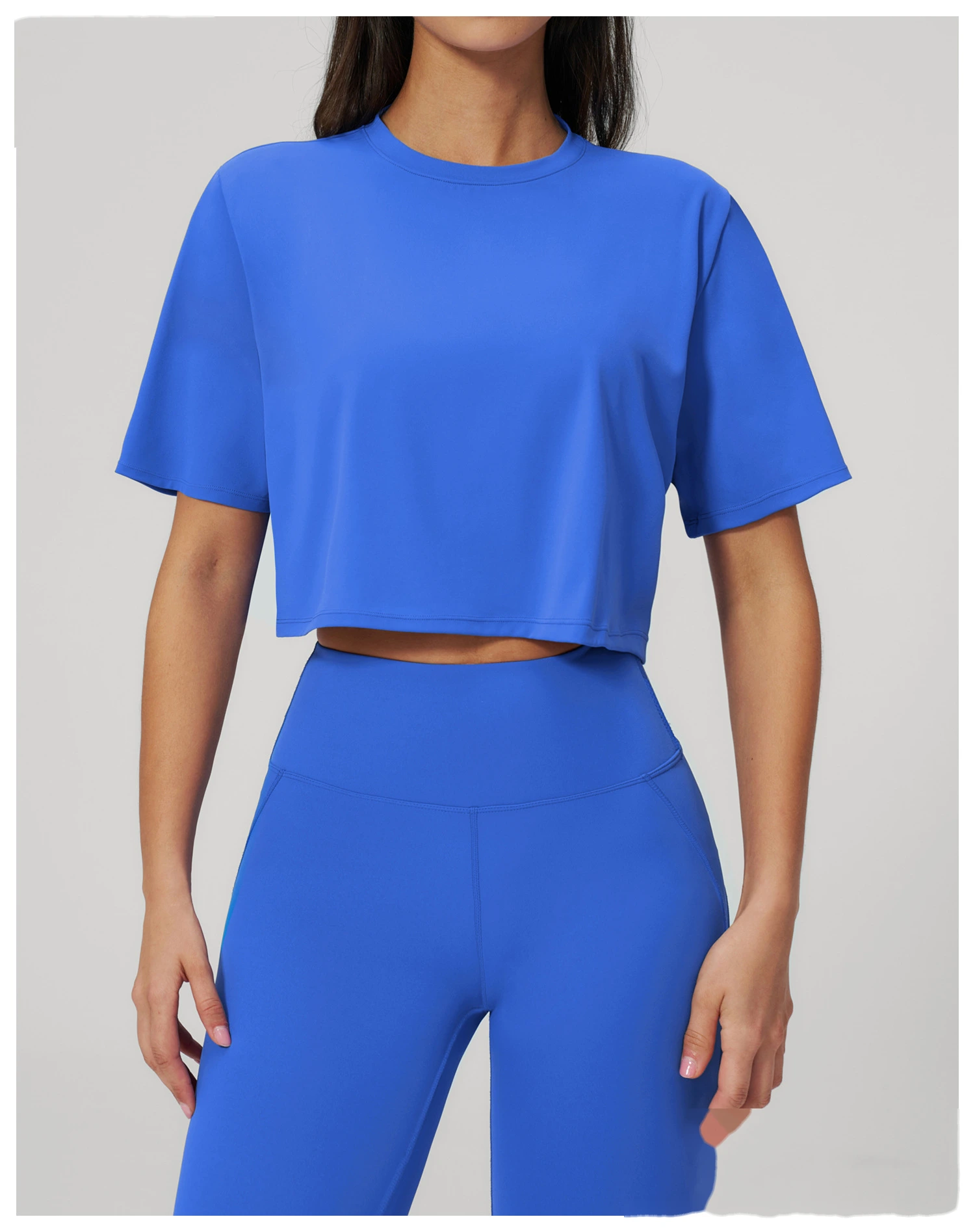 Custom Women’s Loose Fit Cropped Workout Top Short Sleeve Yoga T-Shirt Running Gym Activewear detail