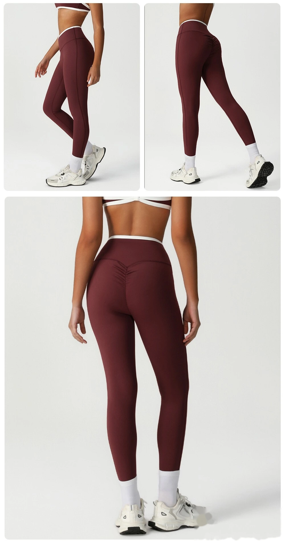 Custom-made comfortable tight-fitting yoga pants cross high waist sports pants training running fitness pants detail