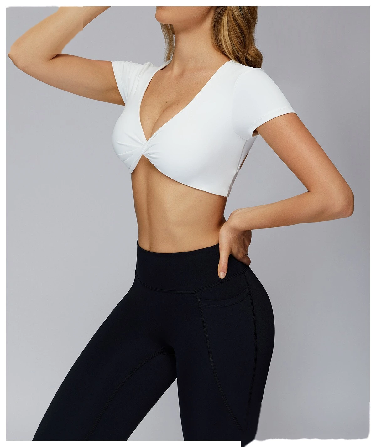 Custom twisted yoga bra tight-fitting quick-drying yoga clothes women's outdoor running fitness sports bra detail
