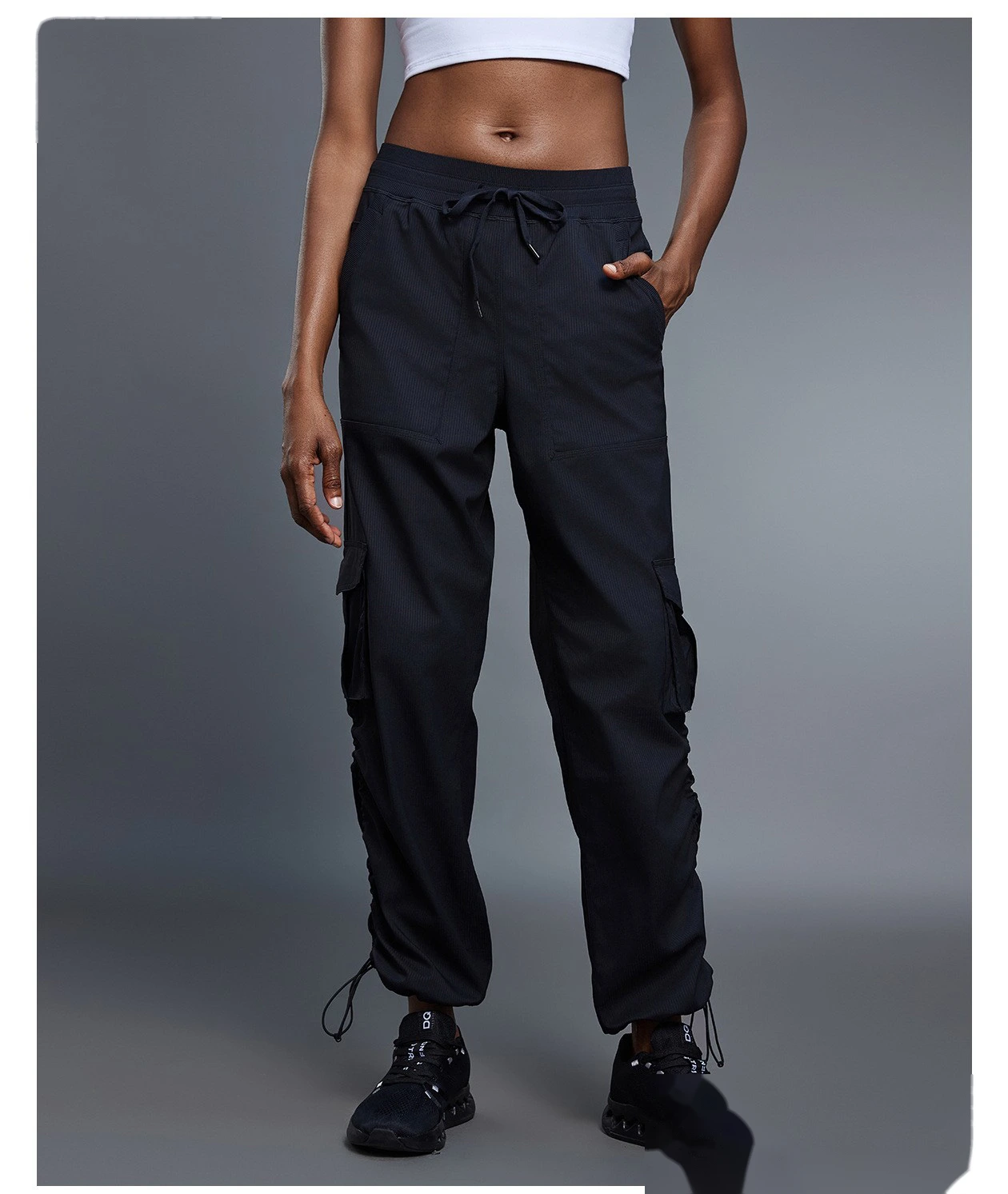 Women's Winter Casual Cargo Pants | Fleece-Lined Warmth, Loose Fit, Drawstring Cuff 2-Way Wear, Sports & Daily Use detail