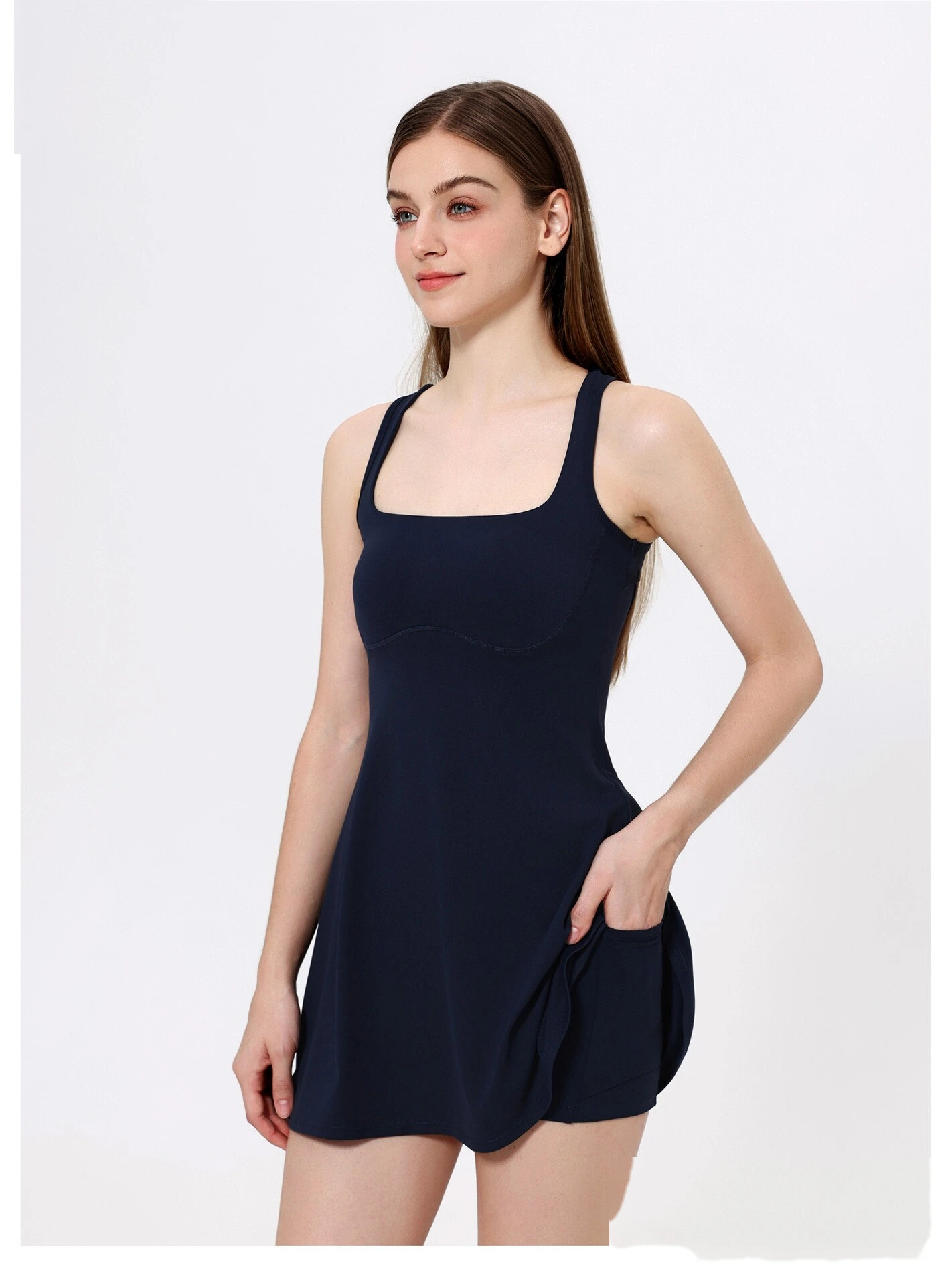 Naked sports dress beautiful back anti-exposure leggings outdoor running fitness tennis skirt detail