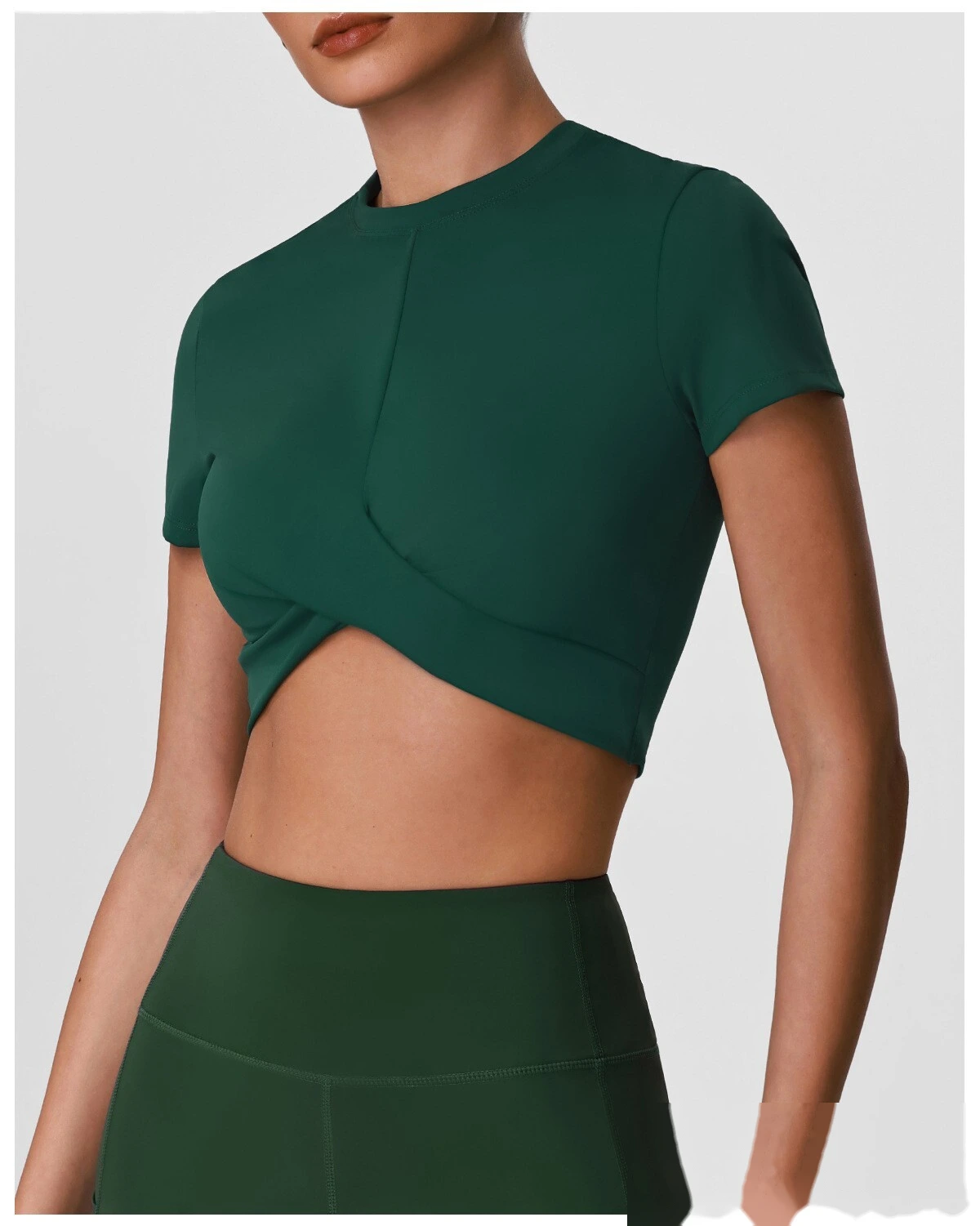 Women's Custom Waist Slimming Slim Fit Sports Fitness Short Sleeve, Casual Short Length Outdoor Yoga Top T-Shirt detail
