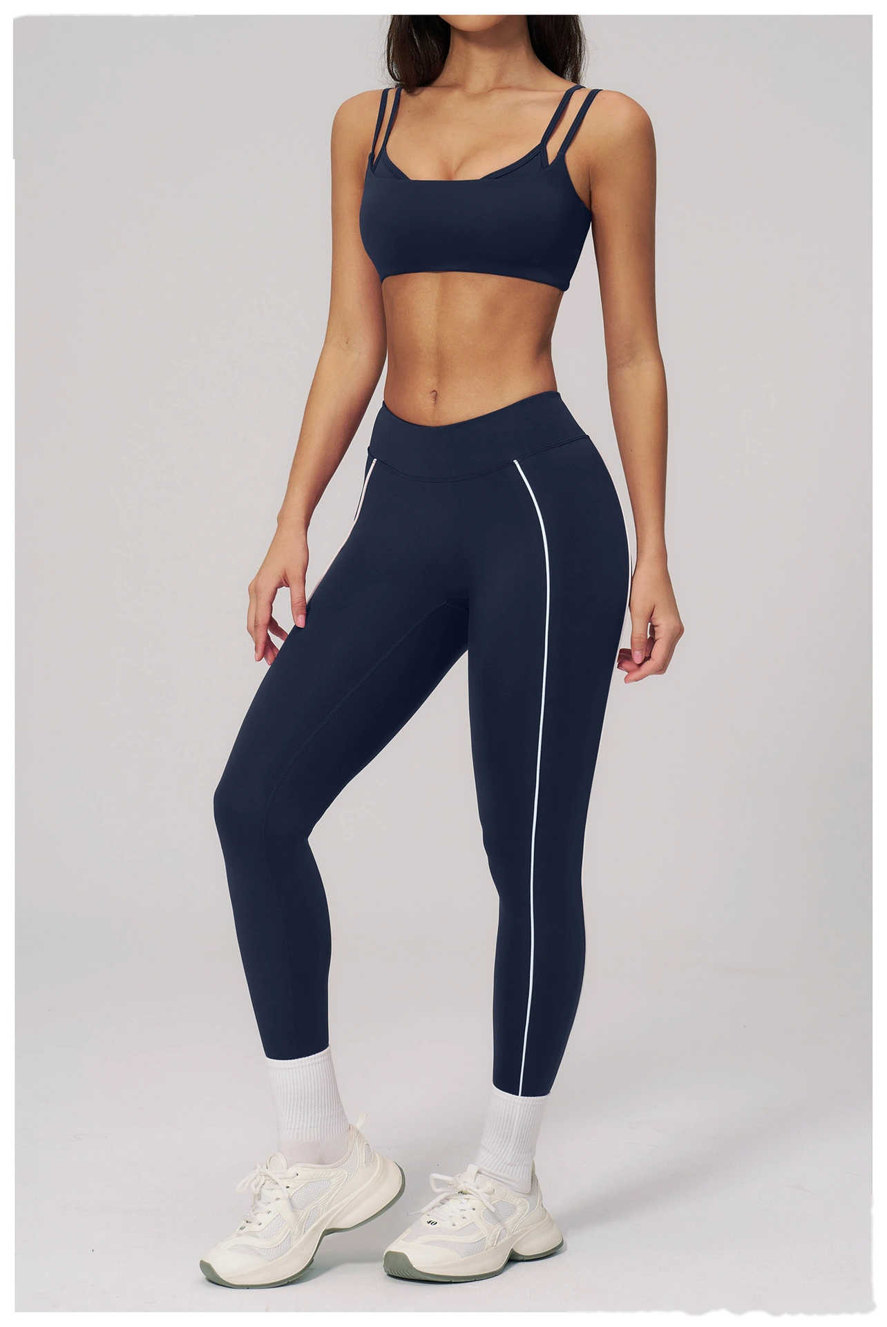 Women’s Naked Feeling Yoga Sports Bra Double Thin Strap Beauty Back Fitness Tank Top with Chest Pad detail