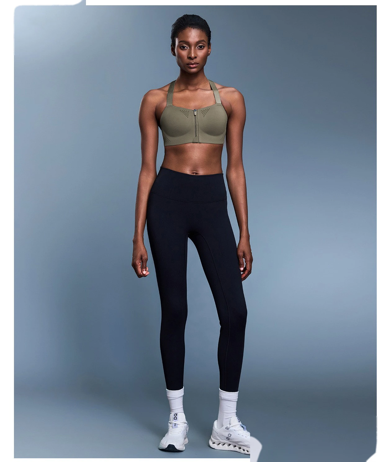 Customized front zipper integrated cup shockproof sports bra women's back yoga bra. detail