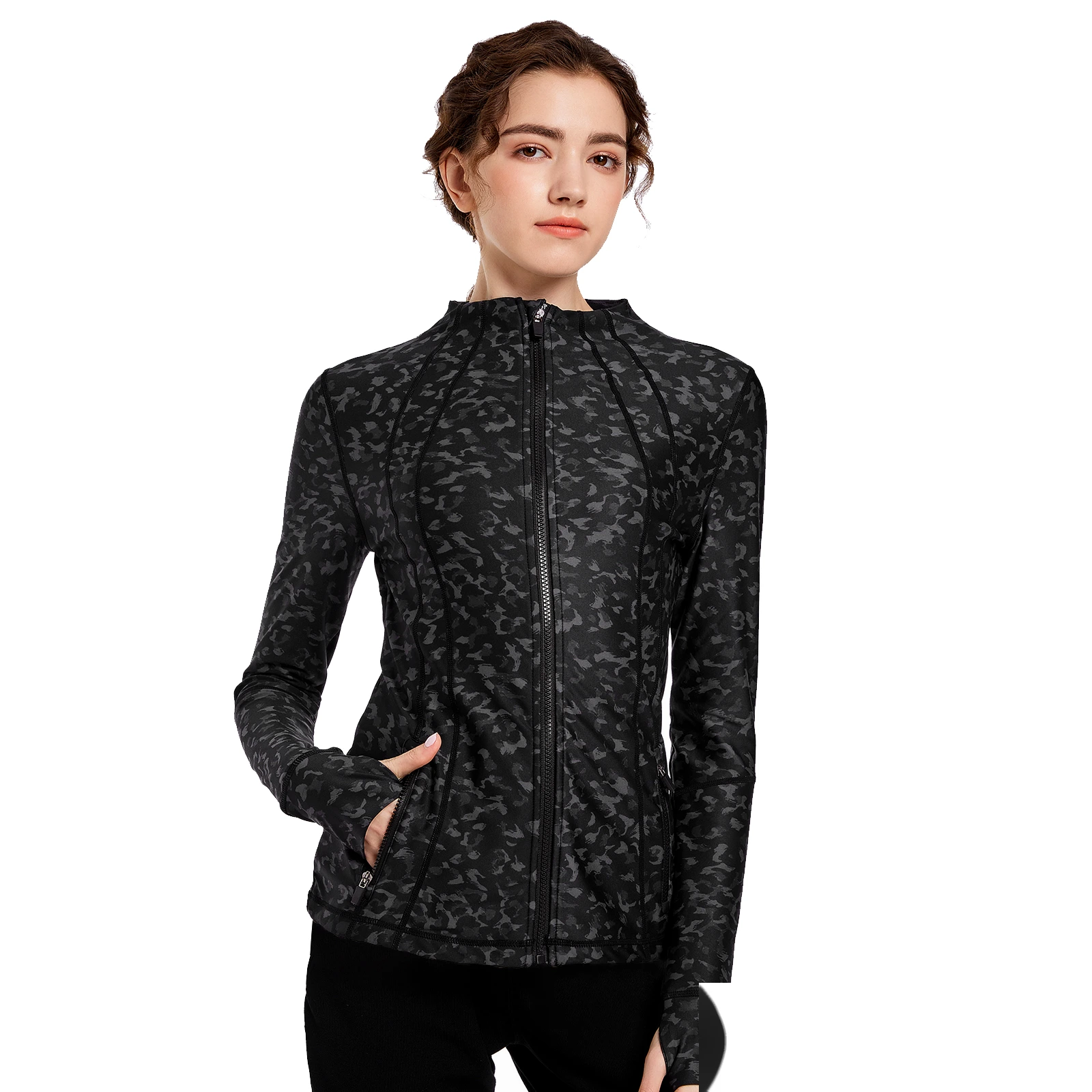 Autumn and winter new women's slim top sports casual jacket coat detail