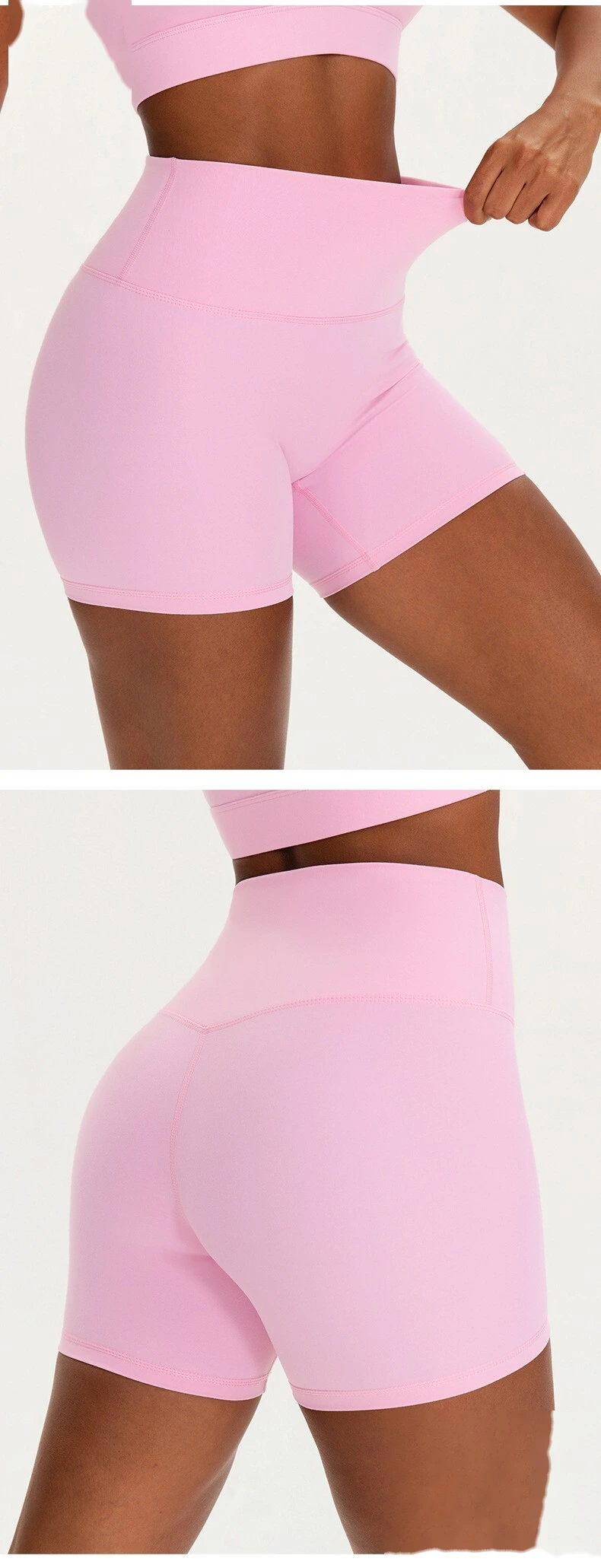 Women’s Breathable Tight Sports Shorts with Pockets Custom Quick Dry High Stretch Yoga Gym Shorts detail