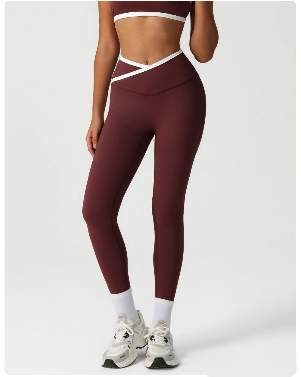Custom-made comfortable tight-fitting yoga pants cross high waist sports pants training running fitness pants detail