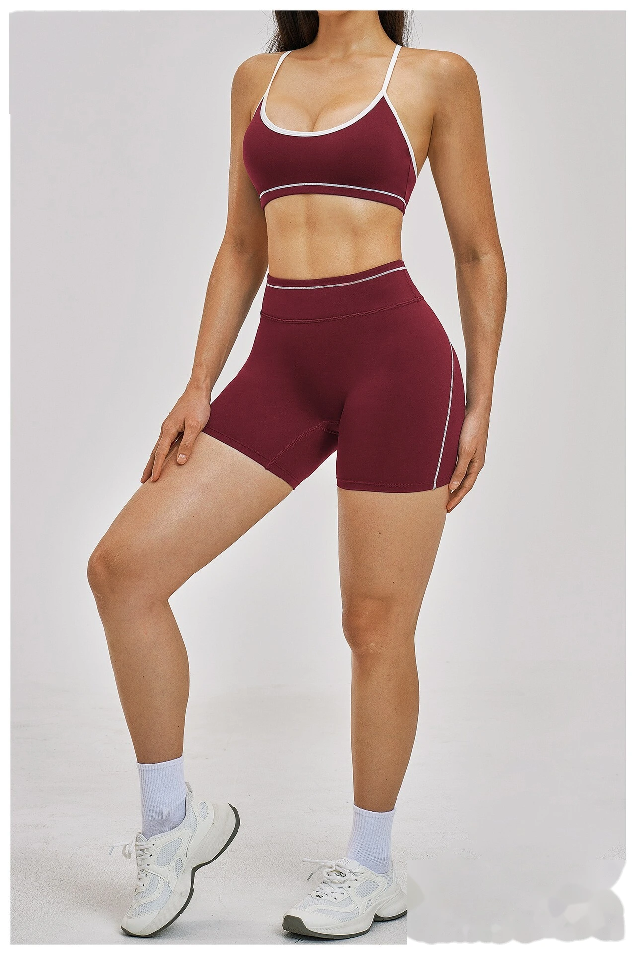 Women’s High Waist Color Block Casual Shorts Yoga Running Fitness Sports Shorts Custom detail