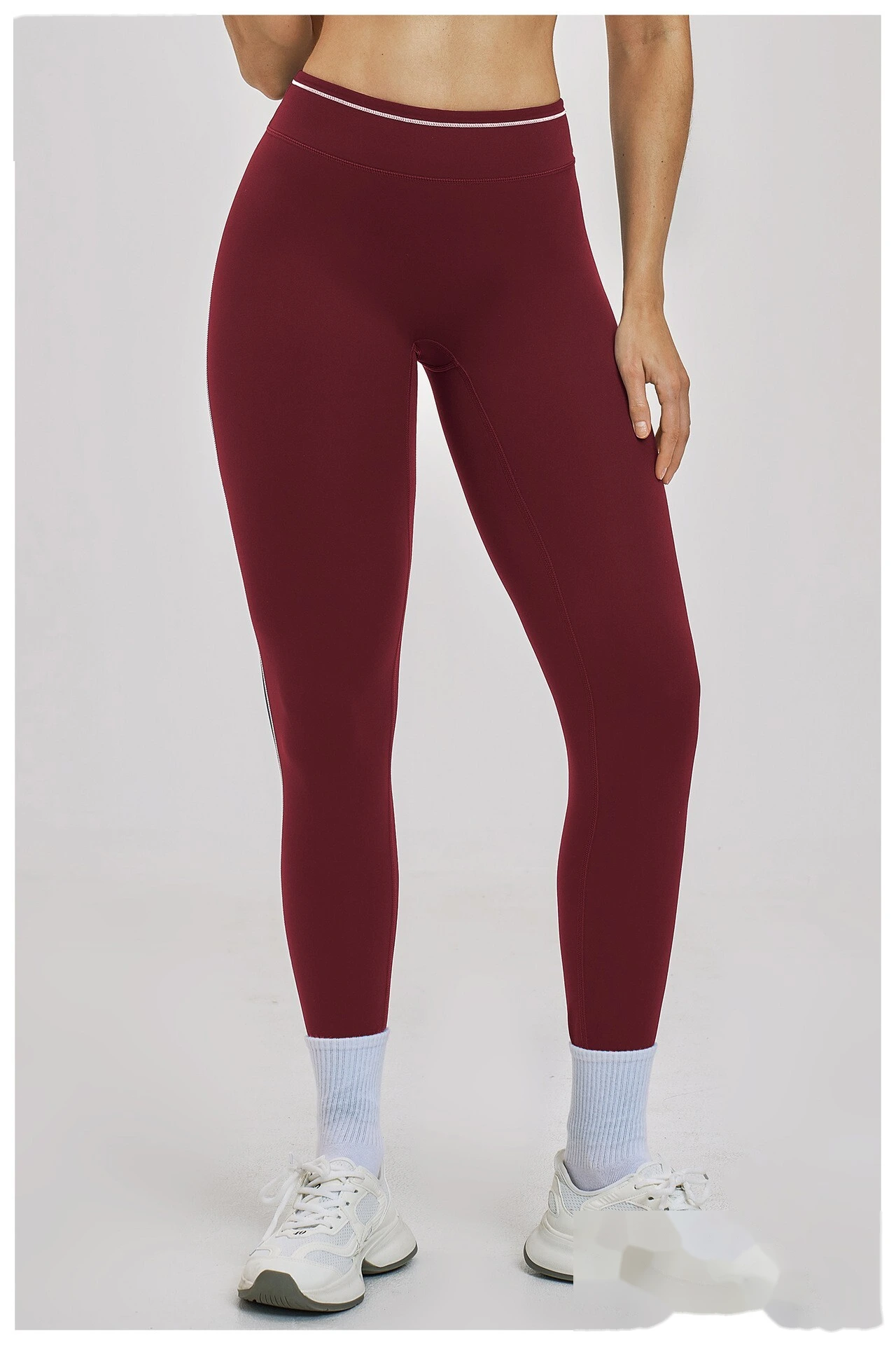 Custom Women’s High Waist Color Block Fitness Leggings Quick Dry Slim Workout Pants Running Sports Trousers detail