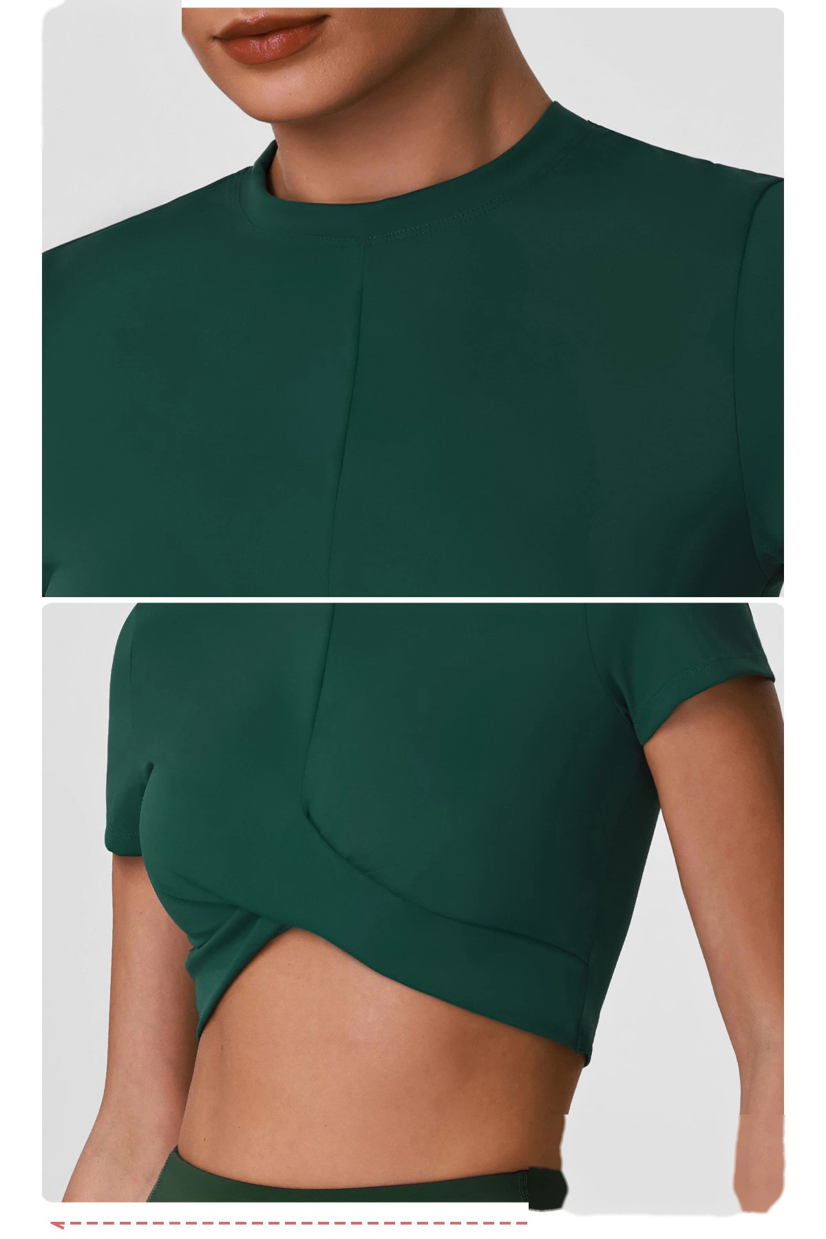 Women's Custom Waist Slimming Slim Fit Sports Fitness Short Sleeve, Casual Short Length Outdoor Yoga Top T-Shirt detail