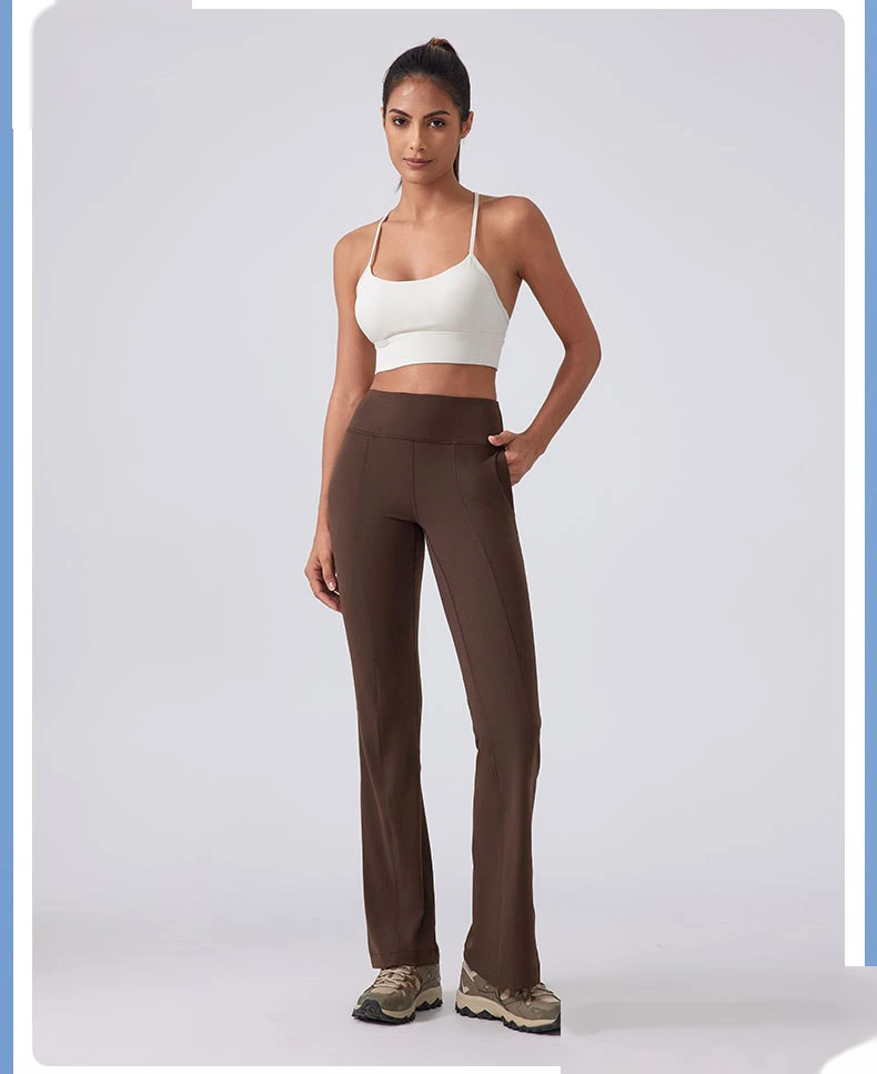 Custom-made women's high-waist hip-lifting wide-leg bell-bottoms exercise fitness yoga pants without embarrassment. detail