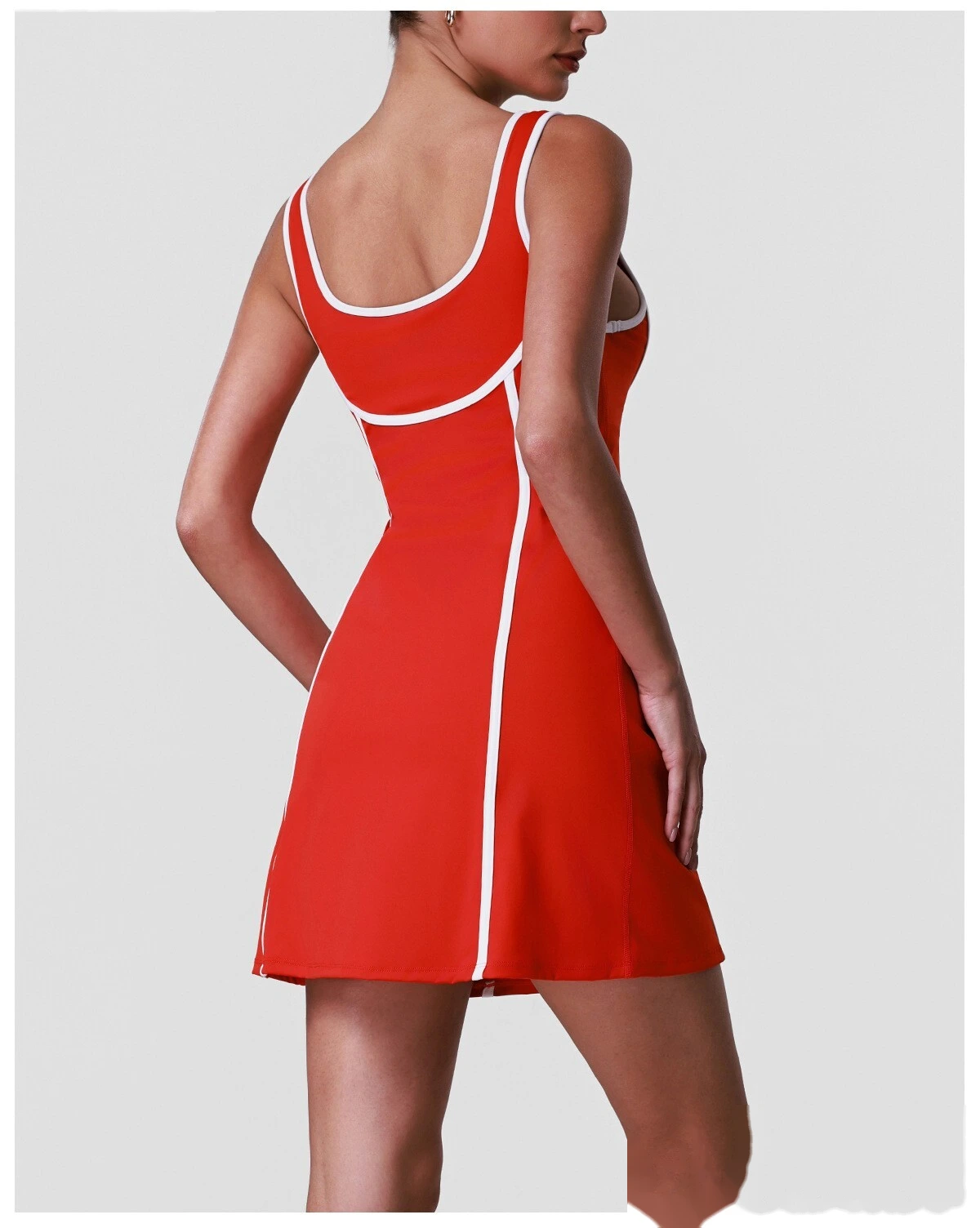 Custom Women’s Slim Fit Halter Tennis Skort Romper Backless Beauty Back Yoga Workout Dress detail